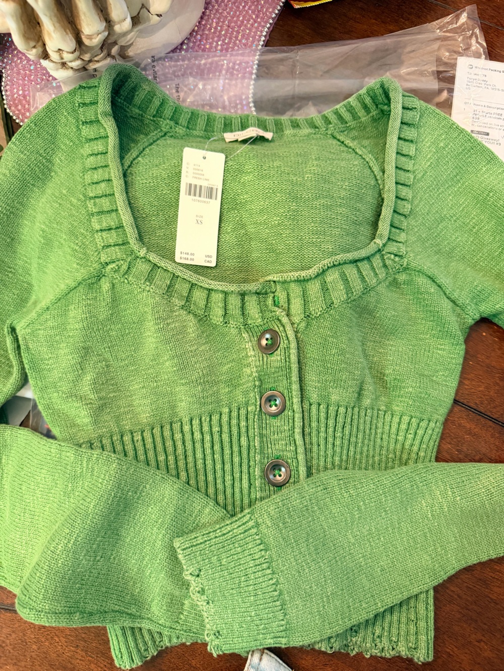 PILCRO Green Cardigan Size XS NWT